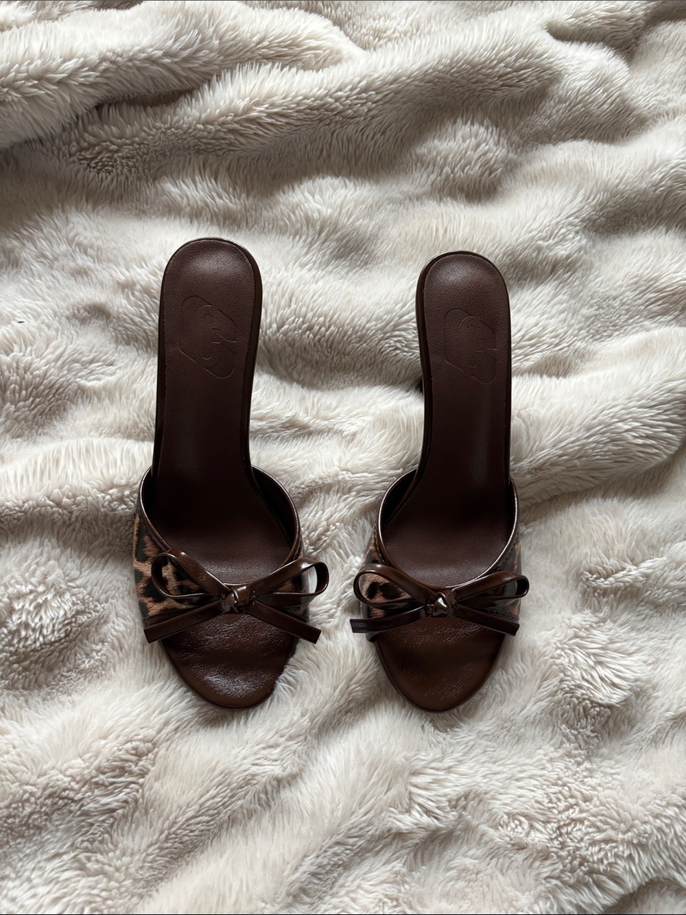 Women’s Brown Leopard Print Open-Toe Mule Heels